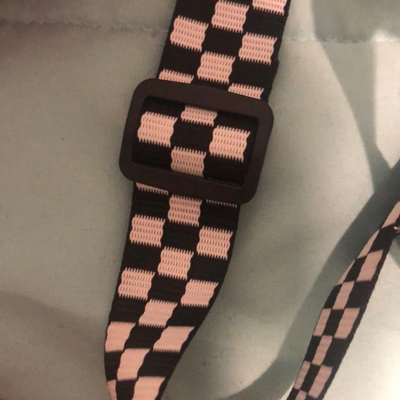 Black and white checker print mini backpack. Two pouches - Picture 2 of 3